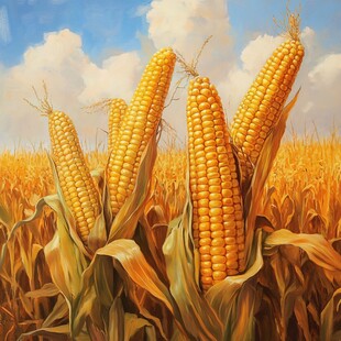 金黄玉米田中的丰收景象