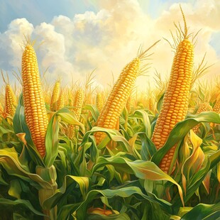 金黄玉米田的丰收盛景