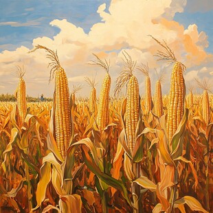 金黄玉米田的丰收美景