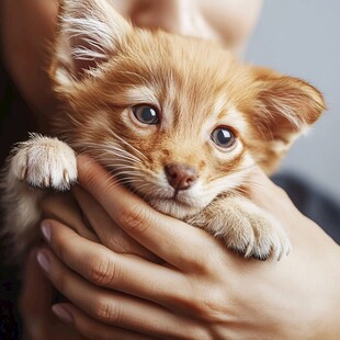 被捧在手心的可爱小奶猫