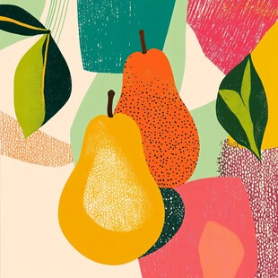 抽象风格双梨插画