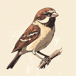 栖息枝头的可爱小麻雀