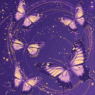 梦幻紫蝶绕星图