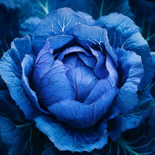 梦幻蓝紫色卷心菜特写