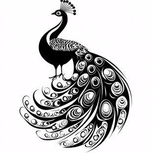 黑白孔雀图案设计