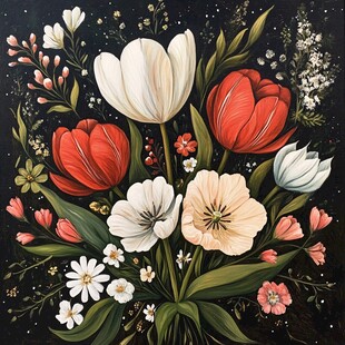 缤纷花卉插画 自然之美