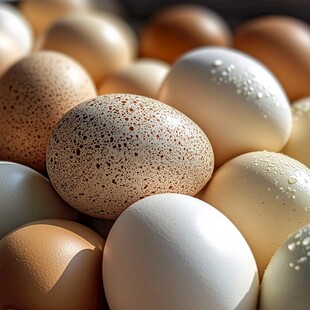 多彩鸡蛋特写 水珠点缀