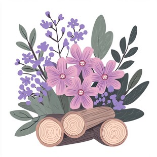 花与木的清新插画组合