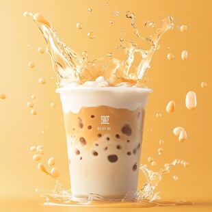 珍珠奶茶溅起诱人瞬间