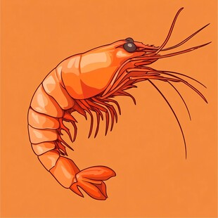 橙色大虾插画