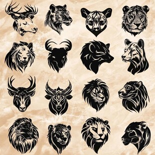 动物头像插画集合