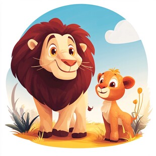 狮爸爸与小狮的温馨时刻