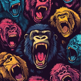 群猿怒吼图案设计