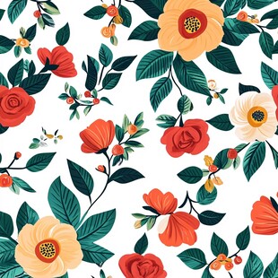 缤纷花卉图案无缝背景