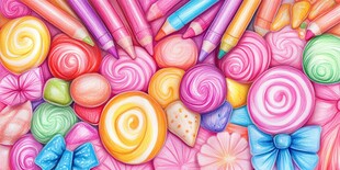 缤纷糖果与彩铅的梦幻组合