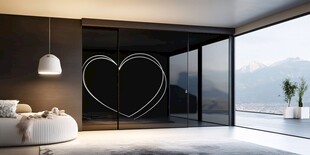 浪漫心形卧室 开阔落地窗景