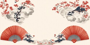 中式花鸟扇韵装饰图案