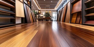 宽敞木地板展厅展示多样板材