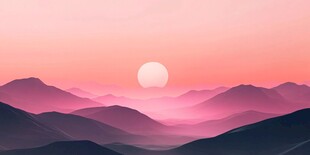 日落山峦梦幻美景