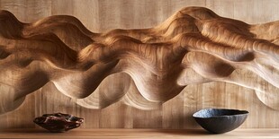 创意木雕墙面与精致碗具