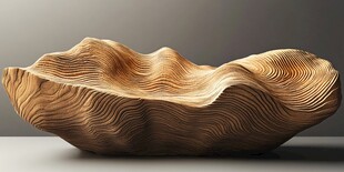 波浪形木雕艺术摆件