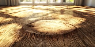 阳光洒落的复古木质桌面