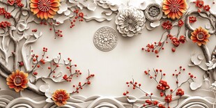 中式浮雕花卉装饰艺术