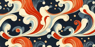 复古风海浪图案背景纹理