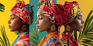 非洲风情头巾下的美丽女性