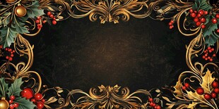 圣诞金饰边框深色背景图