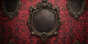 复古花纹墙面上的华丽镜框