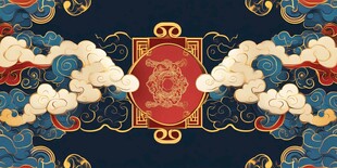 中式古典云纹瑞兽背景图