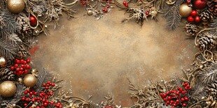 复古风圣诞装饰边框背景