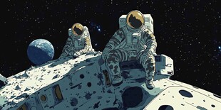 宇航员静坐月球表面