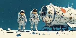 月球上的宇航员与航天器