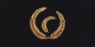 金色麦穗环徽标设计