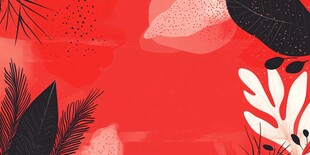 红色背景的植物装饰图案