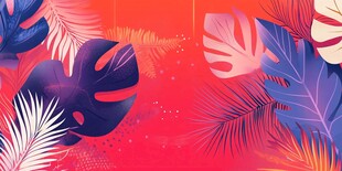 热带风情多彩植物背景图