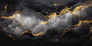 黑暗云间涌动金色闪电