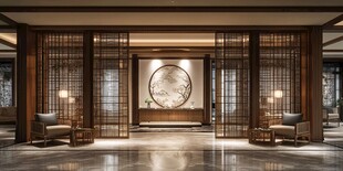 中式典雅酒店大堂空间