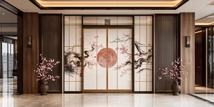 中式典雅入户门装饰场景