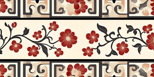 中式花卉几何图案纹理