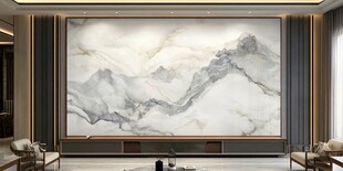 中式客厅大气山水岩板背景墙