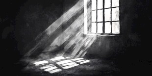 透过铁窗的斑驳光影