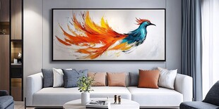 客厅中绚丽凤凰装饰画