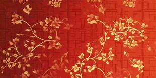 红底金纹中式花卉图案