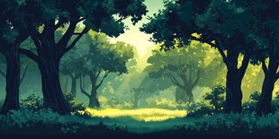 梦幻森林中的阳光景致