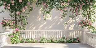 浪漫蔷薇装点的梦幻阳台