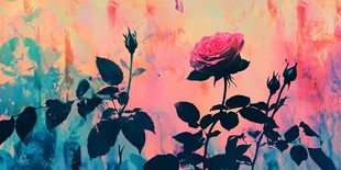 梦幻玫瑰绽于绚丽背景