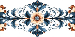 复古花卉对称精美装饰图案